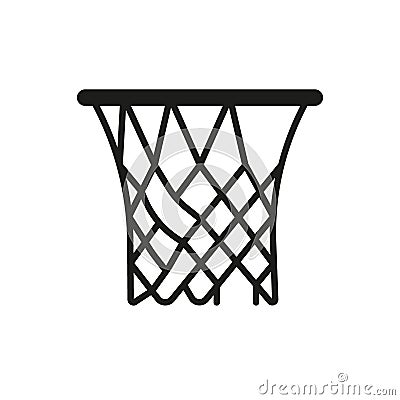 Basketball hoop with torn, used net icon. Sport game with goal. Bad basketball ring with hole. Vector Vector Illustration