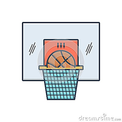 Color illustration icon for Basketball, post and achieved Cartoon Illustration