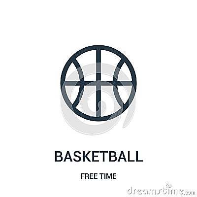 basketball icon vector from free time collection. Thin line basketball outline icon vector illustration. Linear symbol for use on Vector Illustration