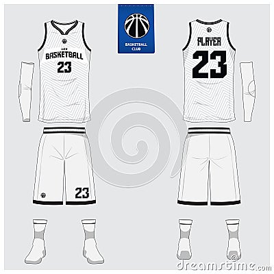 Basketball jersey, shorts, socks template for basketball club. Front and back view sport uniform. Tank top t-shirt mock up. Vector Illustration