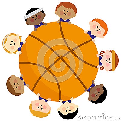 Children basketball team. Vector illustration Vector Illustration