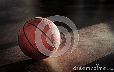 Basketball lay on the floor Stock Photo