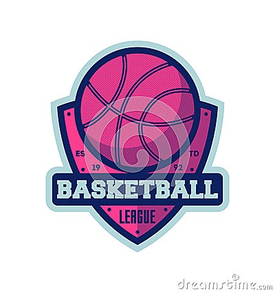 Basketball league vintage isolated label Vector Illustration