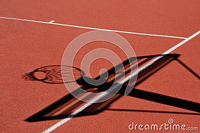 Basketball lines and shadow of basket on an outdoor court Stock Photo