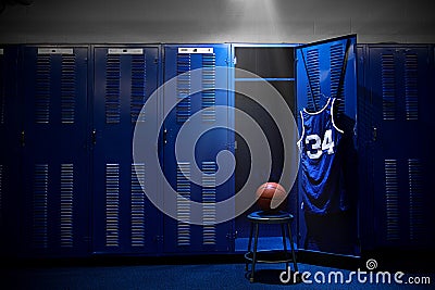 Basketball Locker Room Stock Photo