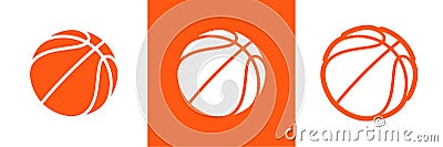 Basketball logo set of vector icon for streetball championship tournament, school or college team league. Vector flat basket ball Vector Illustration