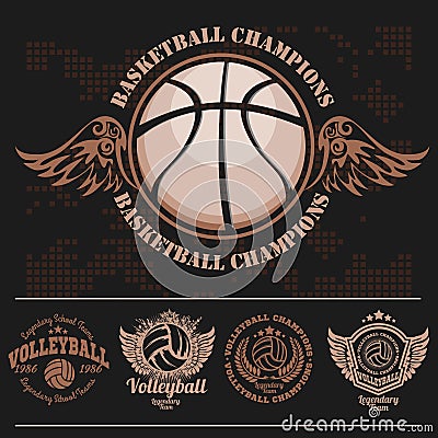 Basketball Logos, American Logo Sports Vector Illustration