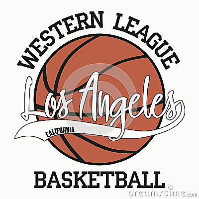 Basketball, Los Angeles, California. Sport typography Vector Illustration