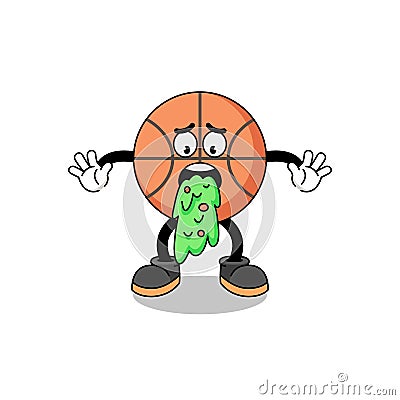 basketball mascot cartoon vomiting Stock Photo