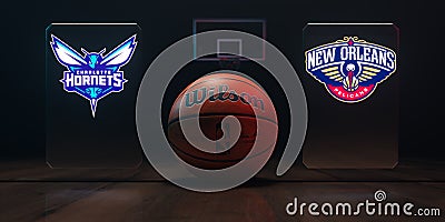 Basketball match - Charlotte Hornets VS New Orleans Pelicans Editorial Stock Photo