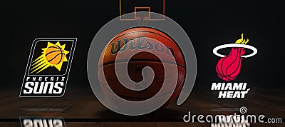 Basketball match - Phoenix Suns VS Miami Heat Editorial Stock Photo