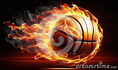 a basketball is in the middle of a fire filled ball Stock Photo