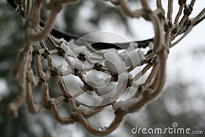 Basketball Net in the Snow Stock Photo