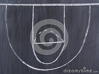 A basketball play on a chalkboard Stock Photo