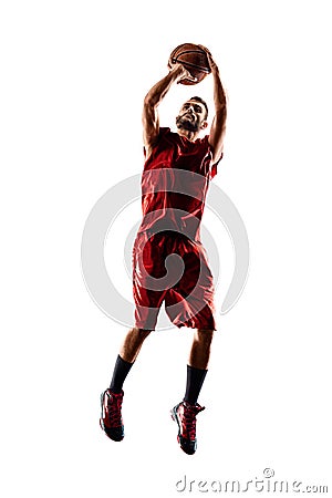 Basketball player in action isolated on white Stock Photo