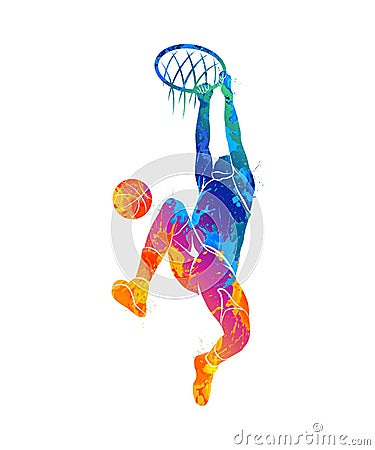 Basketball player, ball Vector Illustration