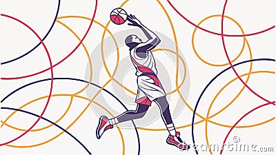 Basketball player dunking dynamically, sports action and athletic skill vector design Generative AI Vector Illustration