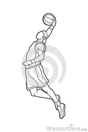 Basketball player dunking Vector Illustration