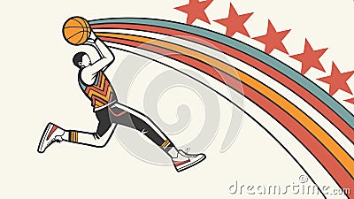 Basketball player dunking vector, sports action and game design element Generative AI Vector Illustration