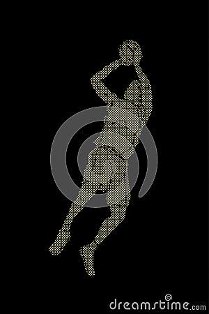 Basketball player jumping and prepare shooting a ball Vector Illustration