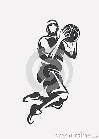 Basketball player jumping silhouette Vector Illustration