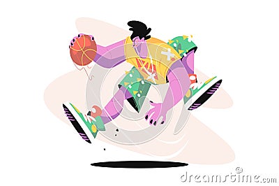 Basketball player man in action, team sports game Vector Illustration