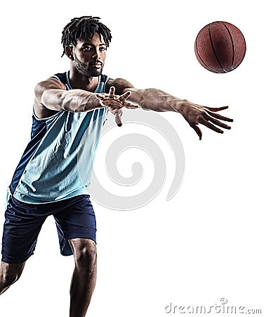 Basketball player man isolated silhouette shadow Stock Photo