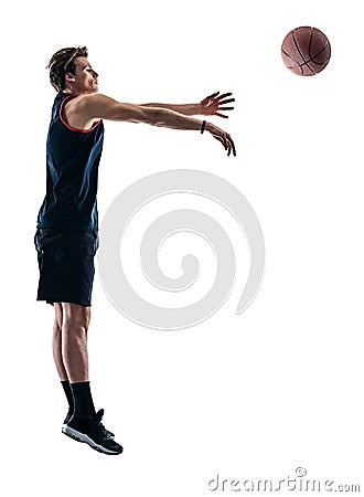 Basketball player man isolated silhouette shadow Stock Photo