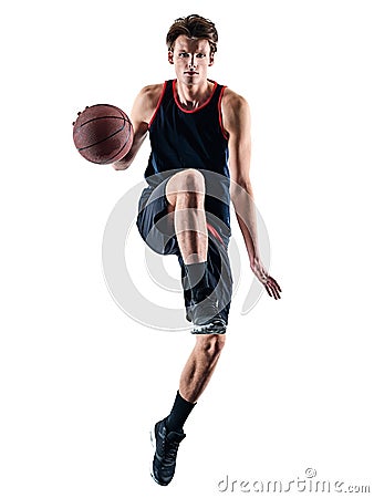 Basketball player man isolated silhouette shadow Stock Photo