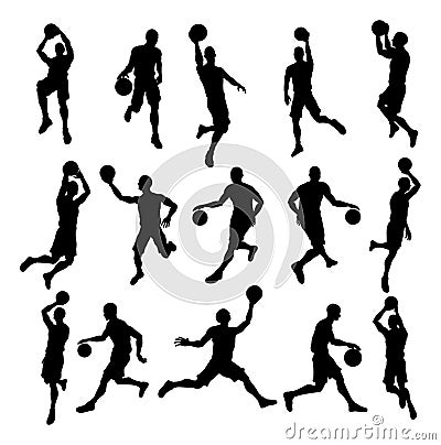 Basketball Player Silhouettes Vector Illustration