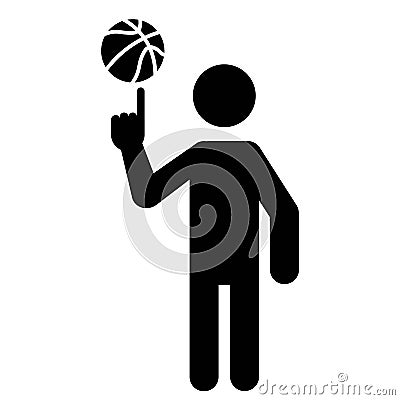 Basketball Player Spinning Ball With Finger Vector Illustration