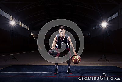 Basketball player Stationary Double Dribble Stock Photo