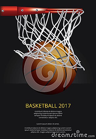 Basketball Poster Advertising Vector Illustration