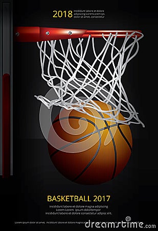 Basketball Poster Advertising Vector Illustration