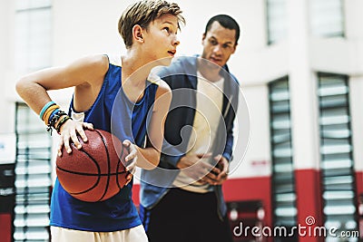 Basketball Practice Training Mentoring Playing Concept Stock Photo