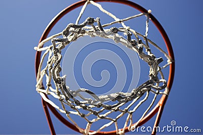 Basketball ring with white net. Stock Photo