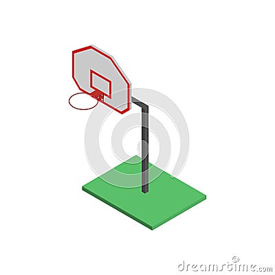 Basketball shield with basket in isometric, vector illustration. Vector Illustration