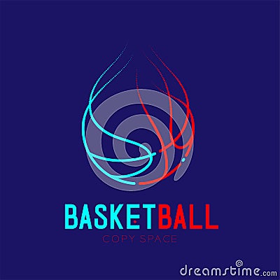 Basketball shooting fire logo icon outline stroke set dash line design illustration Vector Illustration