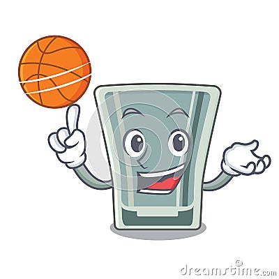 With basketball shot glass isolated with the mascot Vector Illustration