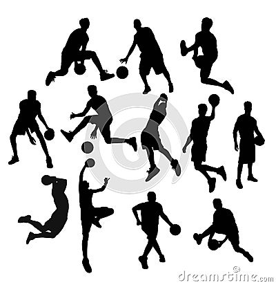 Basketball Silhouettes Set Vector Illustration