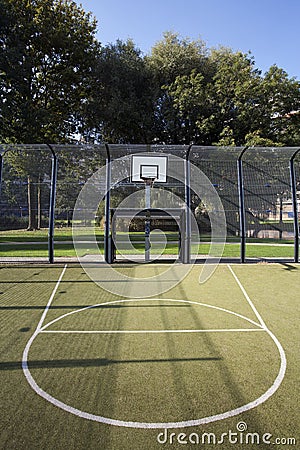 Basketball and soccer cage Stock Photo