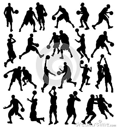 Basketball, Sport, Athlete, Silhouette Vector Illustration