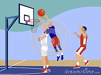 Basketball, sports game. In minimalist style Cartoon flat Vector Vector Illustration