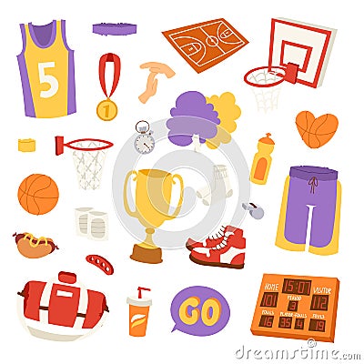 Basketball stickers vector icons Vector Illustration
