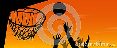 Basketball sunset match Stock Photo