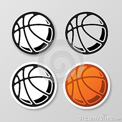 Basketball symbol stickers set Vector Illustration