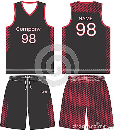 Basketball t-shirt design uniform set of kit. custom design basketball jersey template. front and back view shirt and shorts Vector Illustration