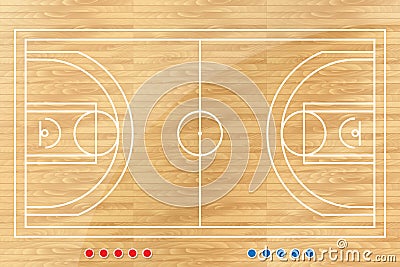 Basketball tactic table with marks. Vector Illustration