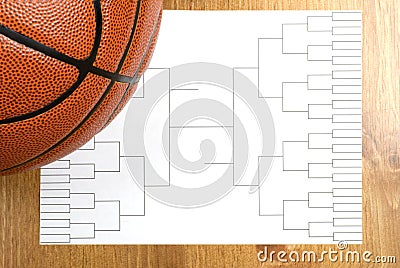 Basketball Tournament Bracket and Basketball Stock Photo