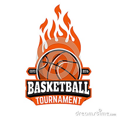 Basketball tournament emblem template. Vector Illustration